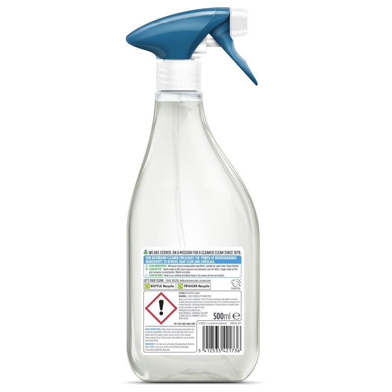 ecover Bathroom Surface Cleaner Soap Scum and Limescale Remover Mint and Cucumber Scent - 500 ml - Image 2